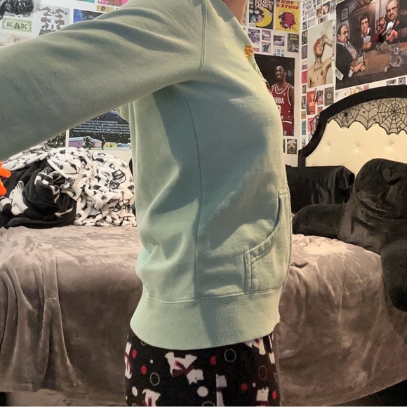 VINTAGE Y2K DC SHOES women's pale blue zip-up hoodie with plaid design, size L. - Picture 5 of 5